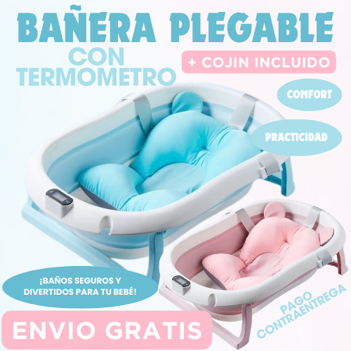BAÑERA PLEGABLE CON TERMOMETRO + COJIN INCLUIDO