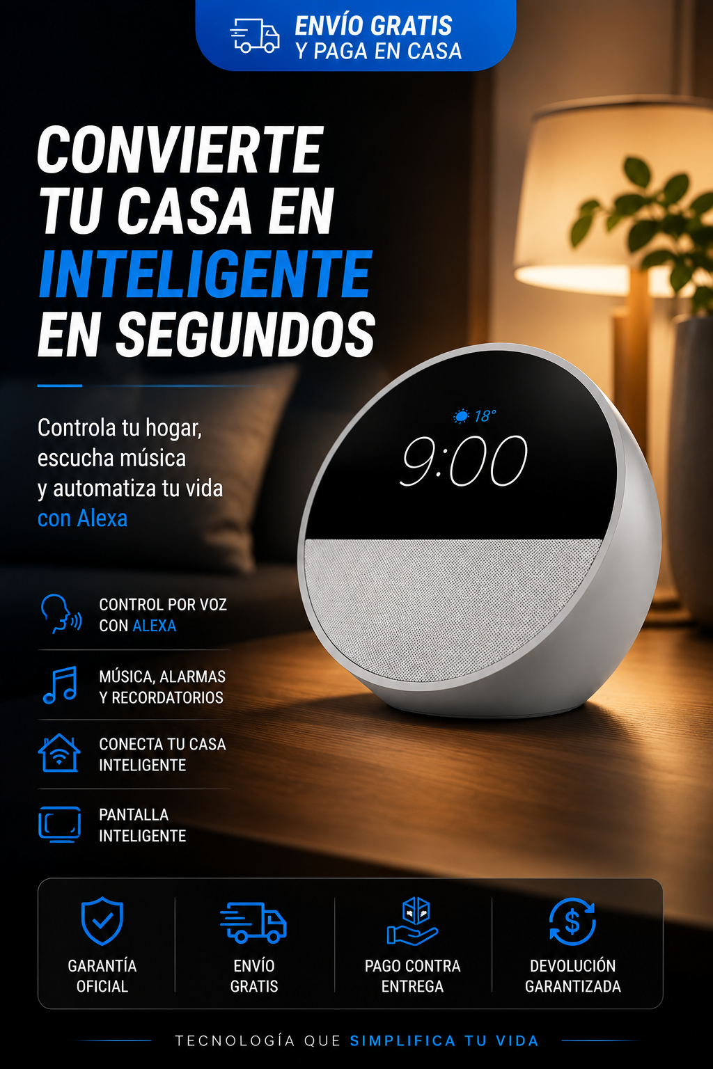 Amazon Alexa Echo Spot _ ¡Con Bocina, Pantalla y Despertador!