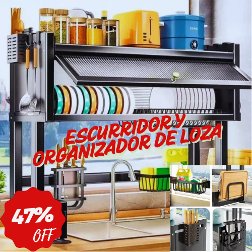 ESCURRIDOR Y ORGANIZADOR DE LOZA CON GABINETE ¡EMBELLECE TU COCINA!
