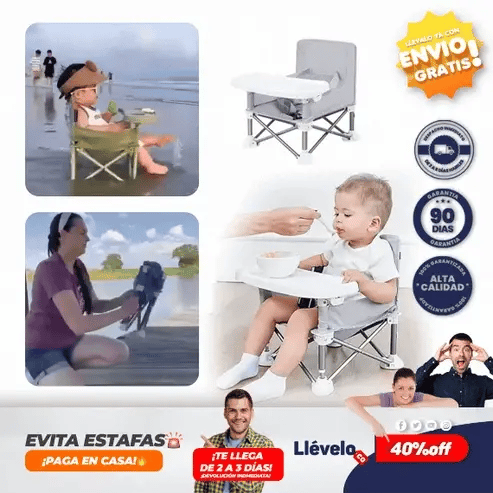 SLEPBABY – SILLA PLEGABLE CON COMEDOR ¡LA SEGURIDAD DE TU BEBÉ NO TIENE PRECIO!