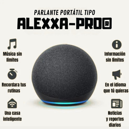 PARLANTE PORTATIL TIPO ALEXXA-PRO® [organiza tu día con solo decir "Hola"]