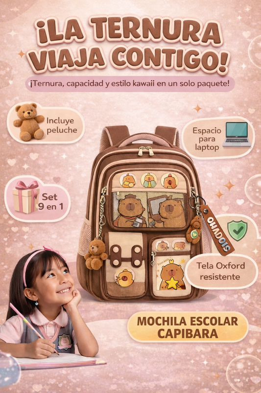 MOCHILA ESCOLAR CAPIBARA MULTIFUNCIONAL
