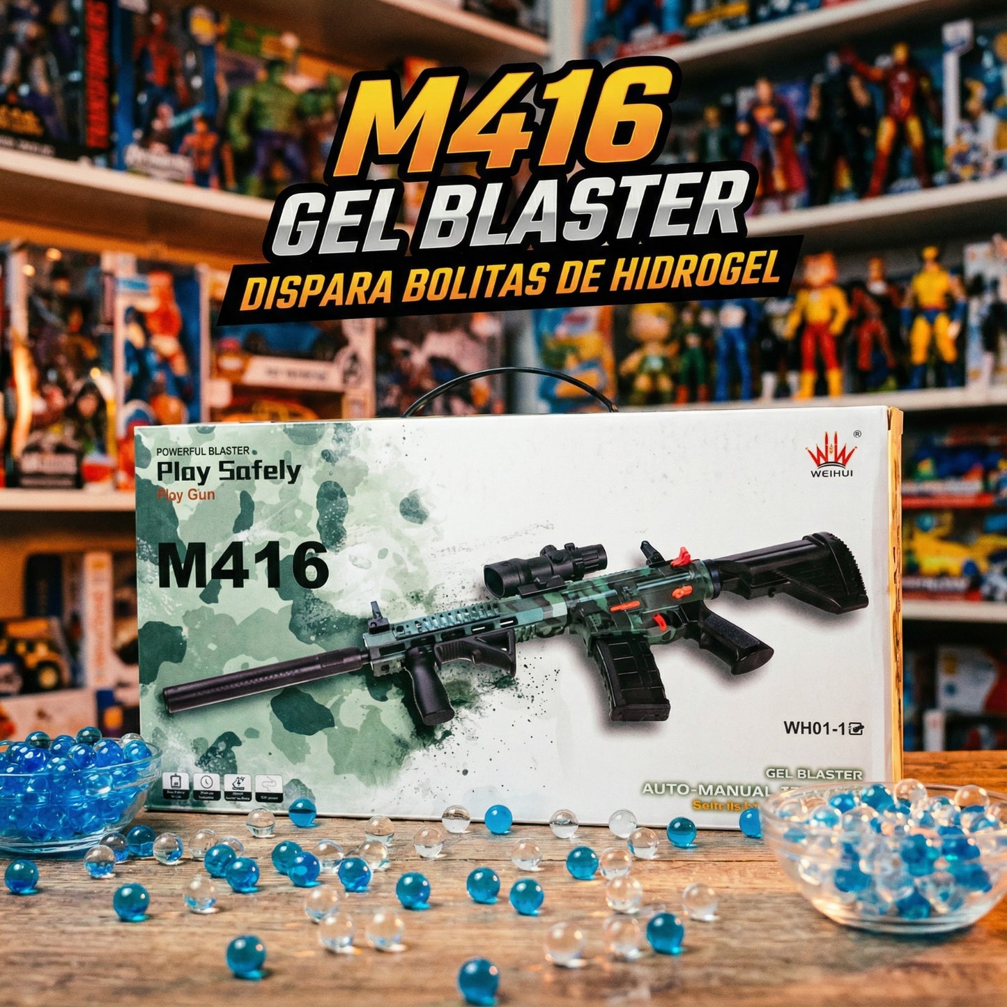RIFLE M416 CON BALAS HIDROGEL💥¡Adiós aburrimiento, Hola diversión! La emoción está a otro nivel🔥