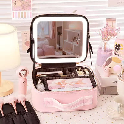 ORGANIZADOR DE MAQUILLAJE + ESPEJO LED